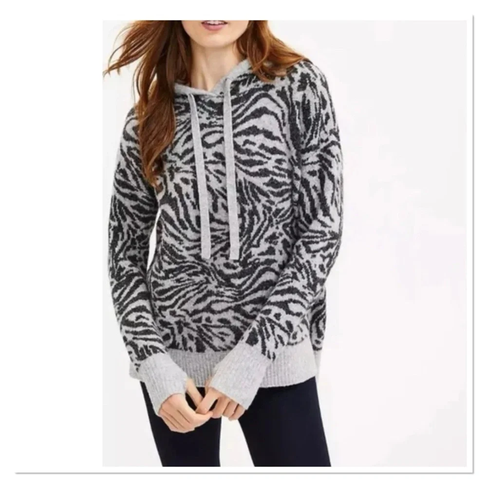 LOU & GREY Zebra Print Women's Hoodie Sweater - Picture 12 of 12